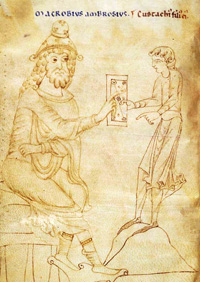 Représentation de Macrobe sur un manuscrit ancien