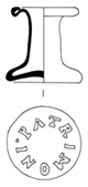 Fig. 12 Unguentarium portant  la marque PATRIMONI.  Musée de l'Arles antique, inv. FAN.91.00.1673.Ech. 1/3. 