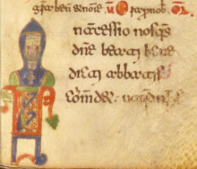 portrait de saint Benoît, fondateur du monachisme bénédictin dans un manuscrit dalmate du XIe siècle