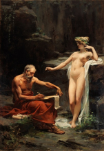 Ulpiano Checa, La nymphe Égérie dictant les lois à Numa (1886) - Source : Wikimedia Ulpiano Checa, La nymphe Égérie dictant les lois à Numa (1886) - Source : Wikimedia