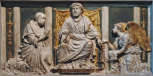 Andrea Bregno, Pierre et les chaînes, détail du tombeau de Nicolas de Cues (XVe s.), Rome Saint-Pierre-aux-Liens. Image d'Andrea Bregno, Pierre et les chaînes, détail du tombeau de Nicolas de Cues (XVe s.), Rome Saint-Pierre-aux-Liens.
